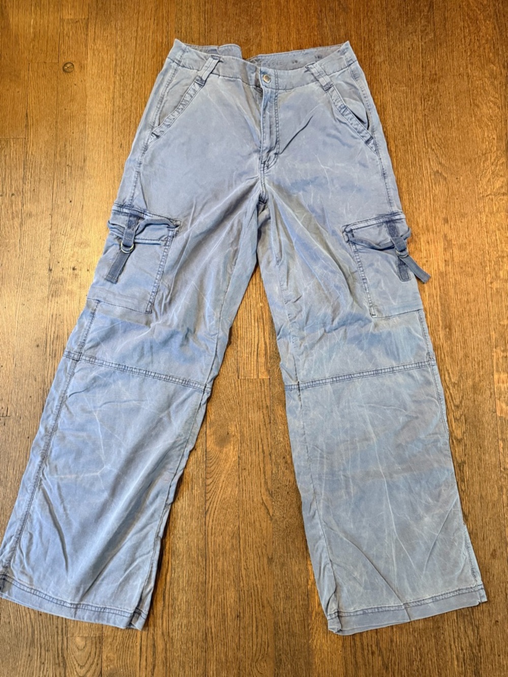American Eagle Outfitters Light Blue Wide-Leg Cargo Pants